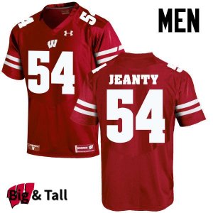 Men's Wisconsin Badgers NCAA #54 Dallas Jeanty Red Authentic Under Armour Big & Tall Stitched College Football Jersey MW31O17ND